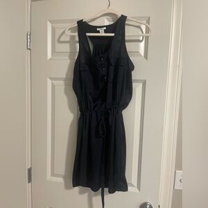 Navy drawstring waist dress
